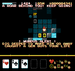 WUMPUS ALERT at 105 meters: dig deeper to make him go away