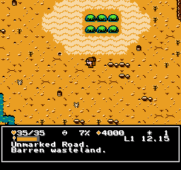 The wastelands map with the status bar
