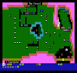 The Forest board, full of trees, creatures and an energizer