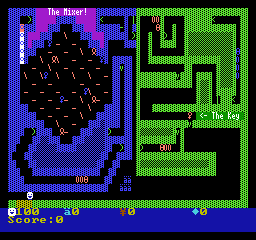 The Mixer: a field of moving lines and a key behind a maze