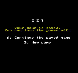 The screen after Save and quit: Your game is saved